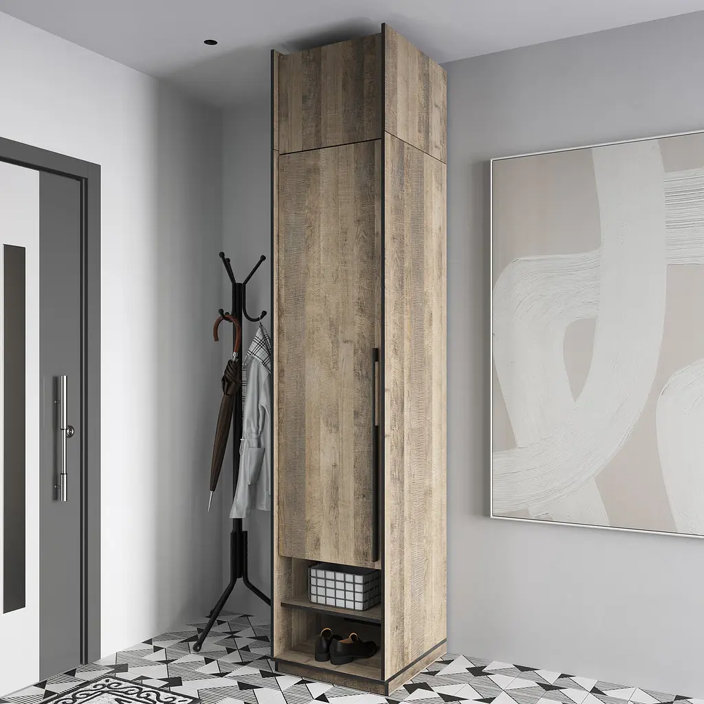 Пенал для будинку Flamecame з полицями у передпокій FR-02 Гранж Пісочний - фото 3