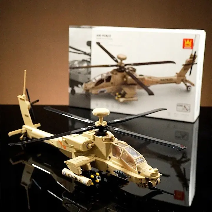 Конструктор вертоліт WANGE AH-64 Apache гелікоптер армії США військова авіація техніка, 259 деталей - фото 6