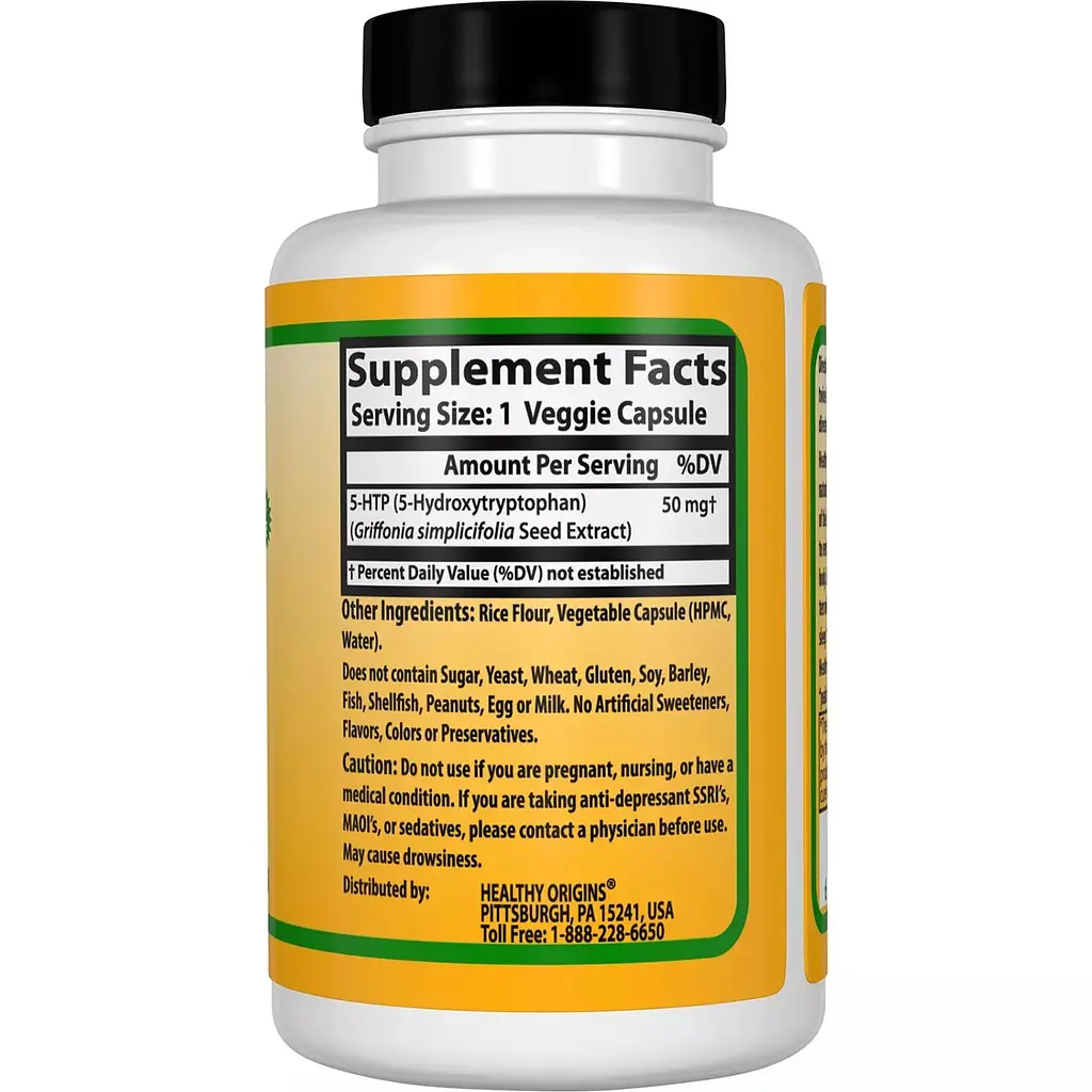 5-HTP Гідрокситриптофан Healthy Origins 50 мг 60 гелевих капсул - фото 2