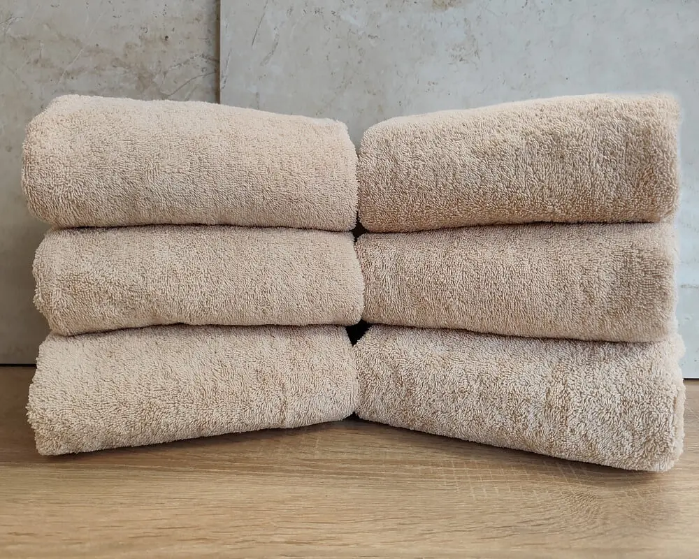 Набір турецьких махрових однотонних рушників Zeron 6 штук 50х90 Beige щільність 500 г/м2 - фото 3