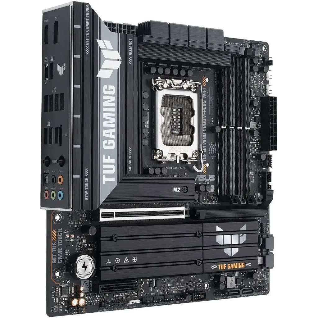 Материнская плата Asus TUF Gaming LGA1851, B860M-PLUS WIFI, B860, 4xDDR5, 1xPCI-E 5.0 x16, 1xPCI-E 4.0 x4, 4xSATA3, 3xM.2, Realtek 7.1, Realtek 2.5Gb, WiFi 7, Bluetooth 5.4, HDMI/DP/Type-C, MicroATX - фото 3