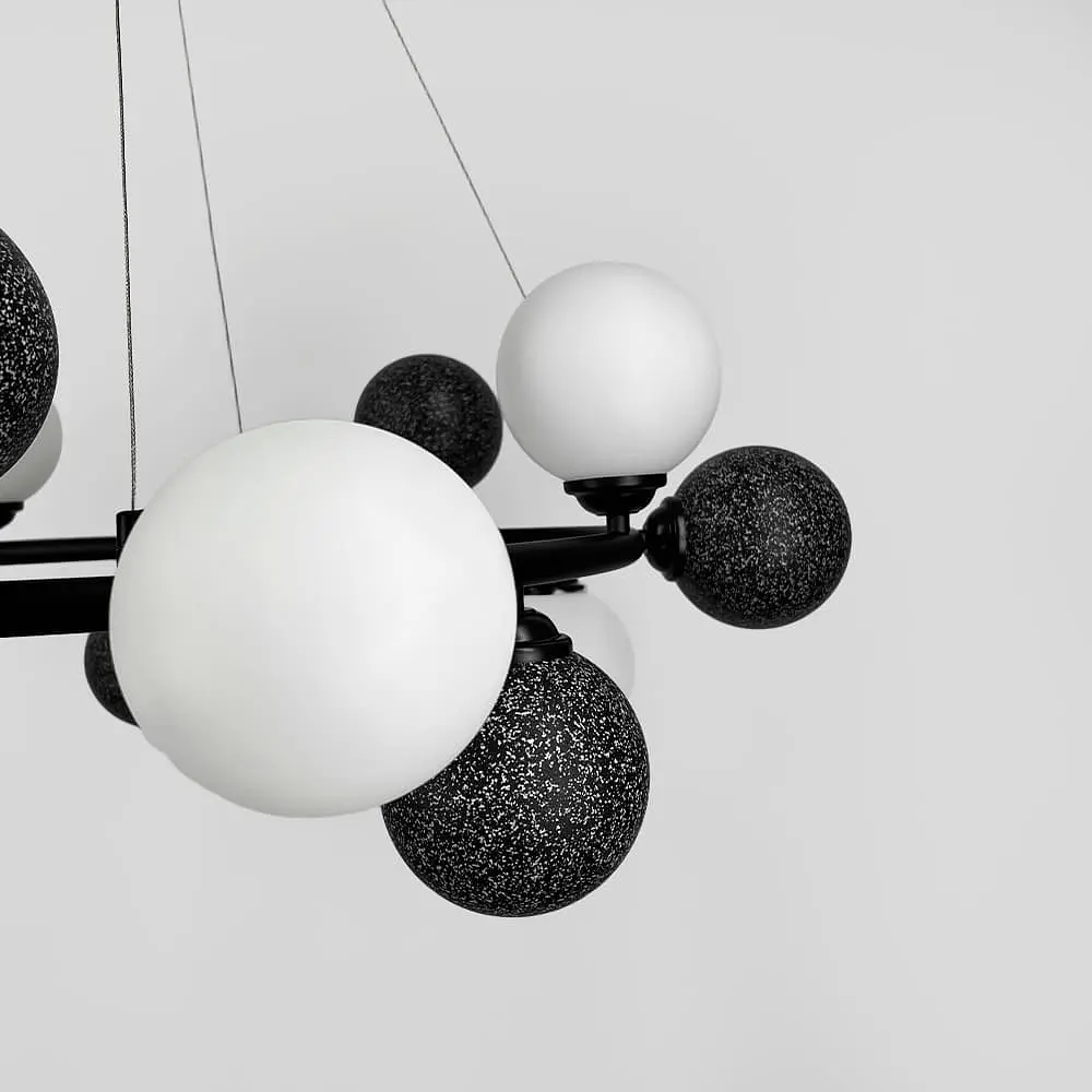 Кольцевая люстра HOLLY L с 15 черно-белыми плафонами на 8 лампах Ø 70 см | Line F | Ст. 1035/15 BK - фото 4