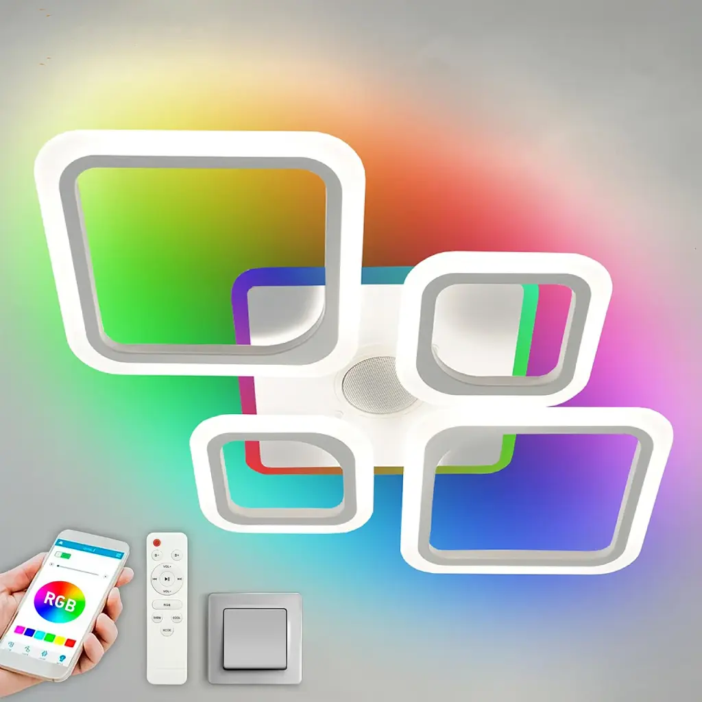 Смарт люстра з колонкою керована світлодіодна OVAL RGB MUSIC 5S 85 Вт 725x460x80 мм Бiла ESLLSE