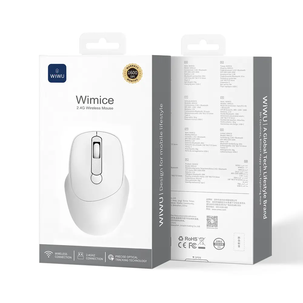 Маніпулятор міша бездротова WIWU 2.4G Wireless Mouse WM113 Білий - фото 2