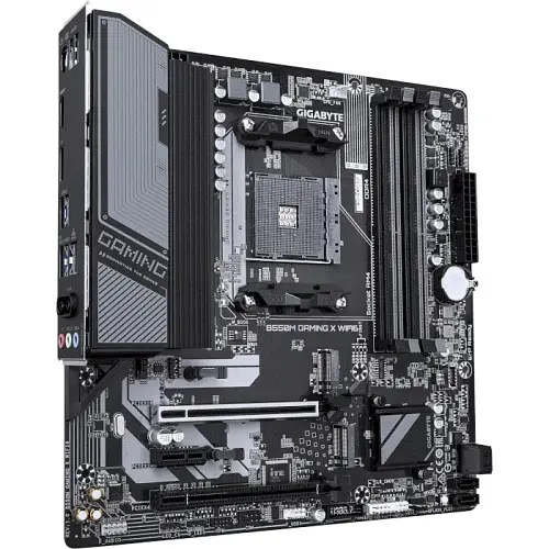 Мат.плата AM4 (B550) Gigabyte B550M GAMING X WIFI6, B550, 4xDDR4, Int.Video(CPU), 4xSATA3, 2xM.2, 1xPCI-E 4.0 x16, 1xPCI-E 3.0 x16, 1xPCI-E 3.0 x1, ALC1220, Realtek GbE, WiFi 6, Bluetooth 5.3, 7xUSB 3.2 / 4xUSB 2.0, HDMI/DP, MicroATX - фото 2