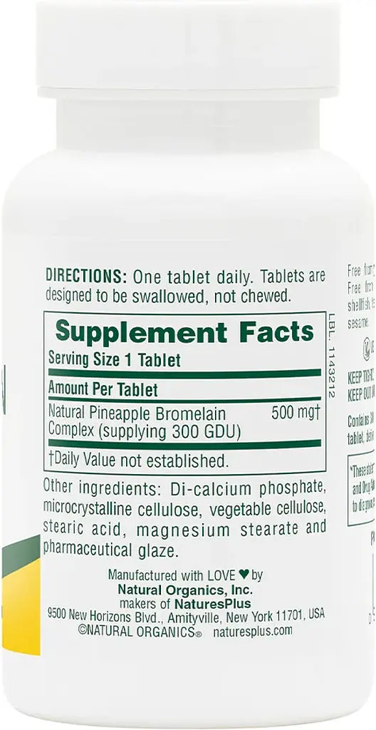 Натуральна добавка Natures Plus Bromelain 500 mg, 60 таблеток - фото 2