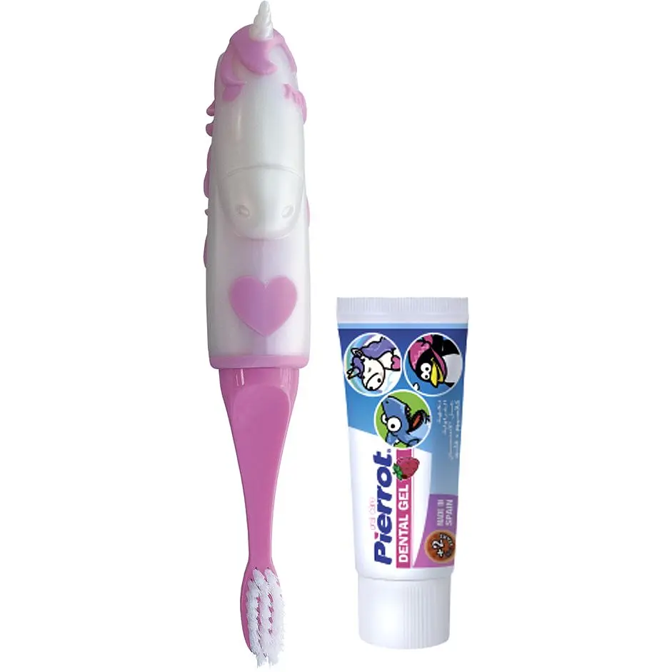 Набір дорожній Pierrot Unicorn Ref.73: зубний гель Piwy з полуничним смаком 30 мл + зубна щітка в асортименті - фото 2