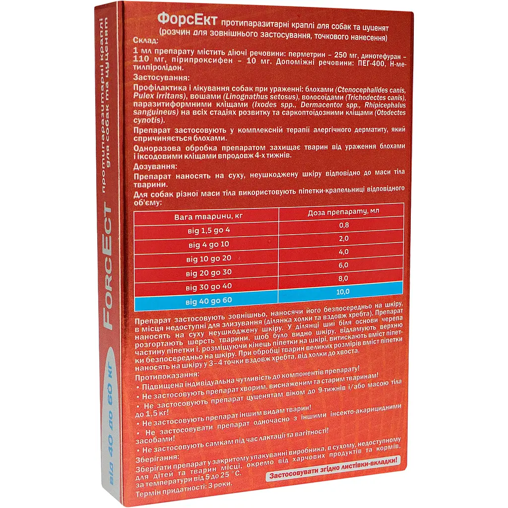 Противопаразитарные капли Modes ForcEct для собак и щенков 40-60 кг 10 мл - фото 2