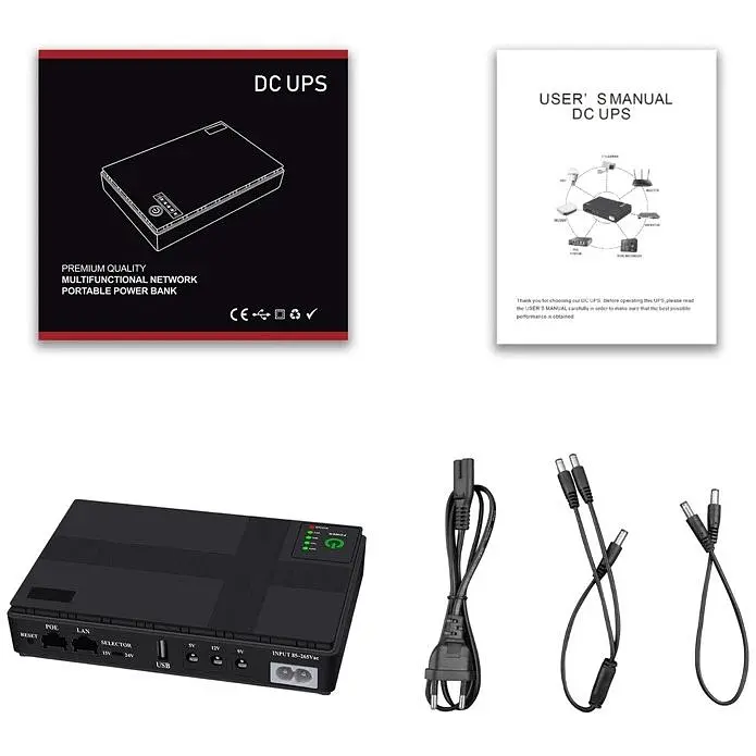 ИБП UPS для роутера DC1018P 12000 mAh 12V/ 9V/ 5V для устройств постоянного тока (модем, терминал, ONU, GPON, камера) black - фото 3
