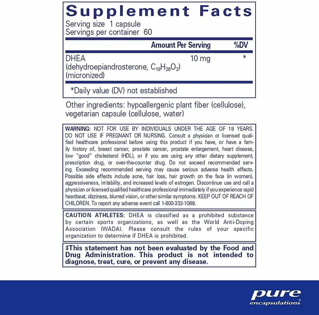 ДГЭА Pure Encapsulations DHEA 10 мг 60 капсул - фото 2