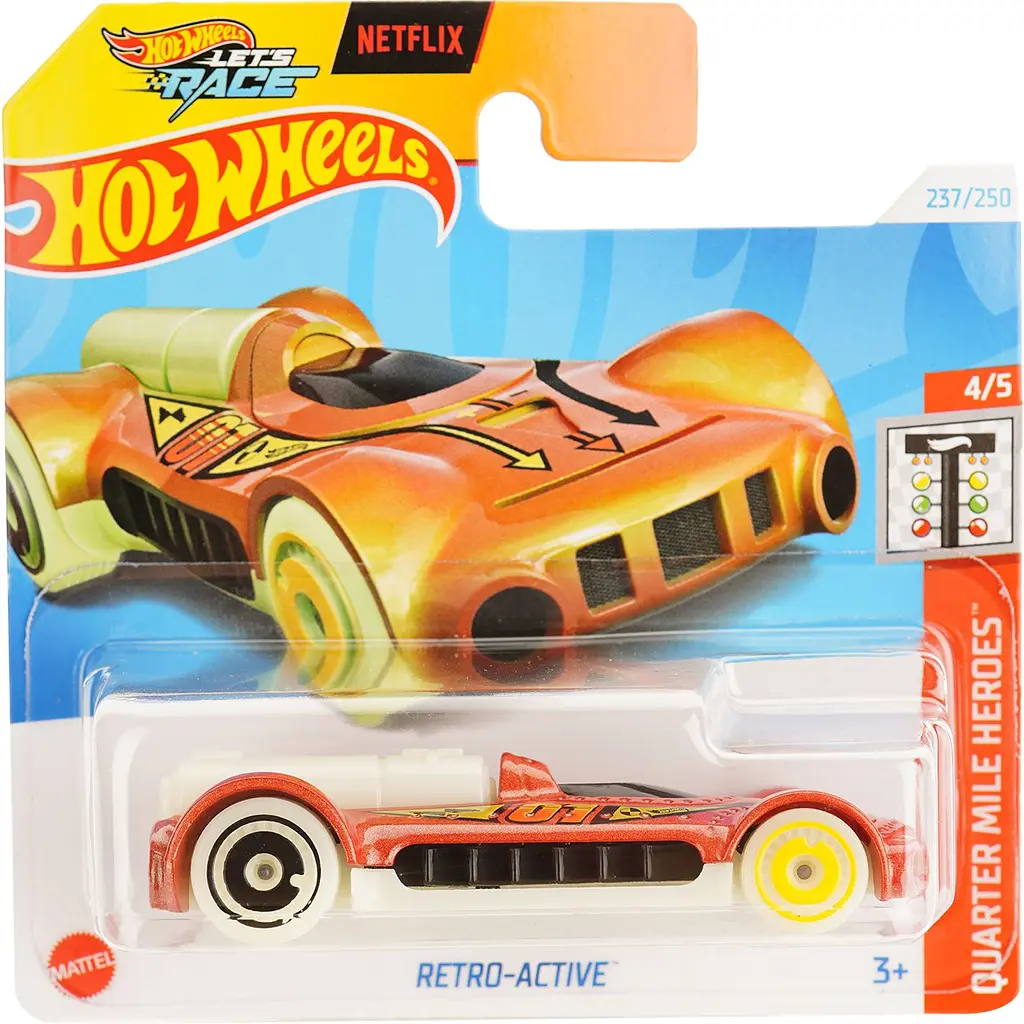 Набір: Базова машинка Hot Wheels Quarter Mile Heroes Retro-Active помаранчева (5785) + Базова машинка Hot Wheels HW Race Day HW-4-Trac чорна (5785) - фото 2