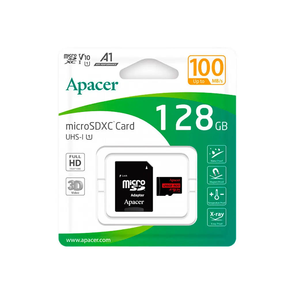 Карта пам'яті Apacer 128GB microSD class 10 UHS-I V10 A1 (AP128GMCSX10UB-R) - фото 2