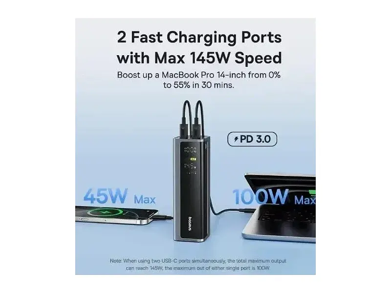 Зовнішній акумулятор (Power Bank) BASEUS EnerGeek GP12 145W 20800mAh (X00280E1GR) - фото 2