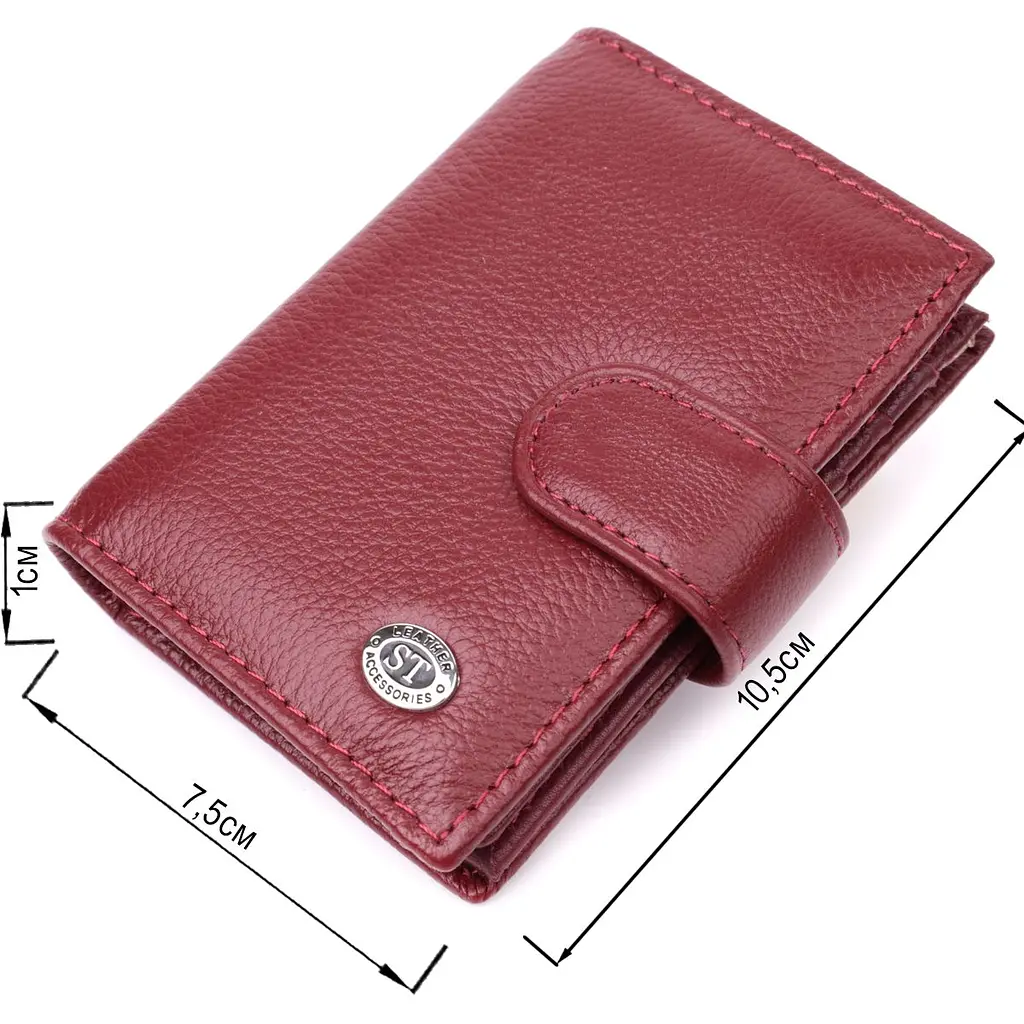 Практична візитниця з натуральної шкіри ST Leather 22468 бордова - фото 3