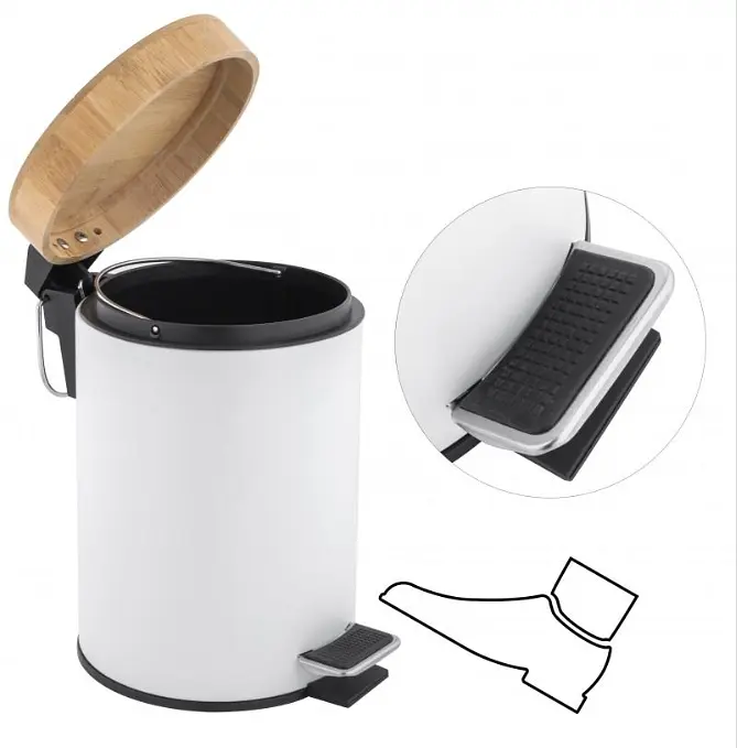 Кошик для сміття Yoka Bin White Bamboo 3л. для ванної кімнати CH.BIN-WHT, Білий - фото 5