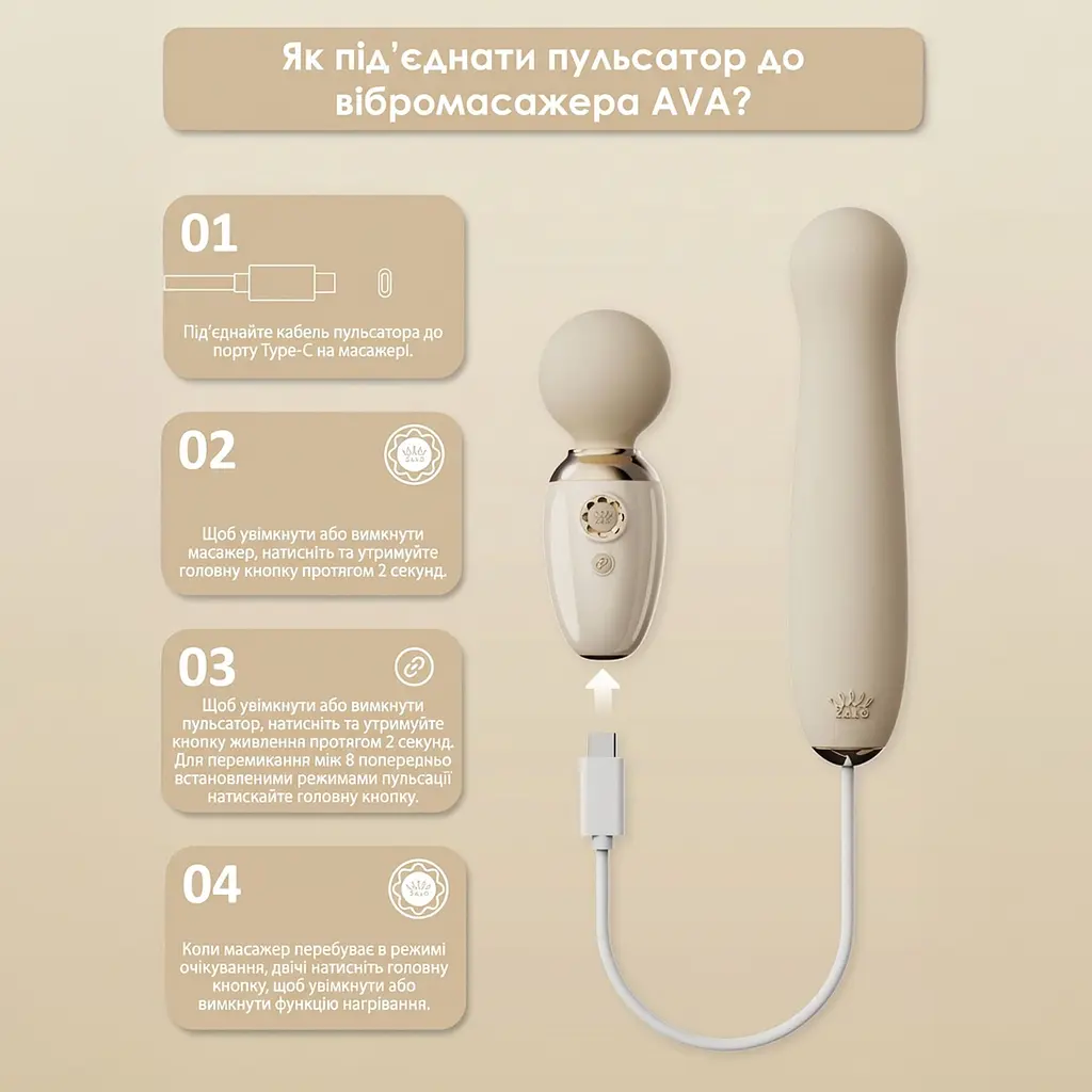 Пульсатор Zalo - AVA Attachment Ivory White для смарт-вібромасажера Zalo - AVA - фото 9