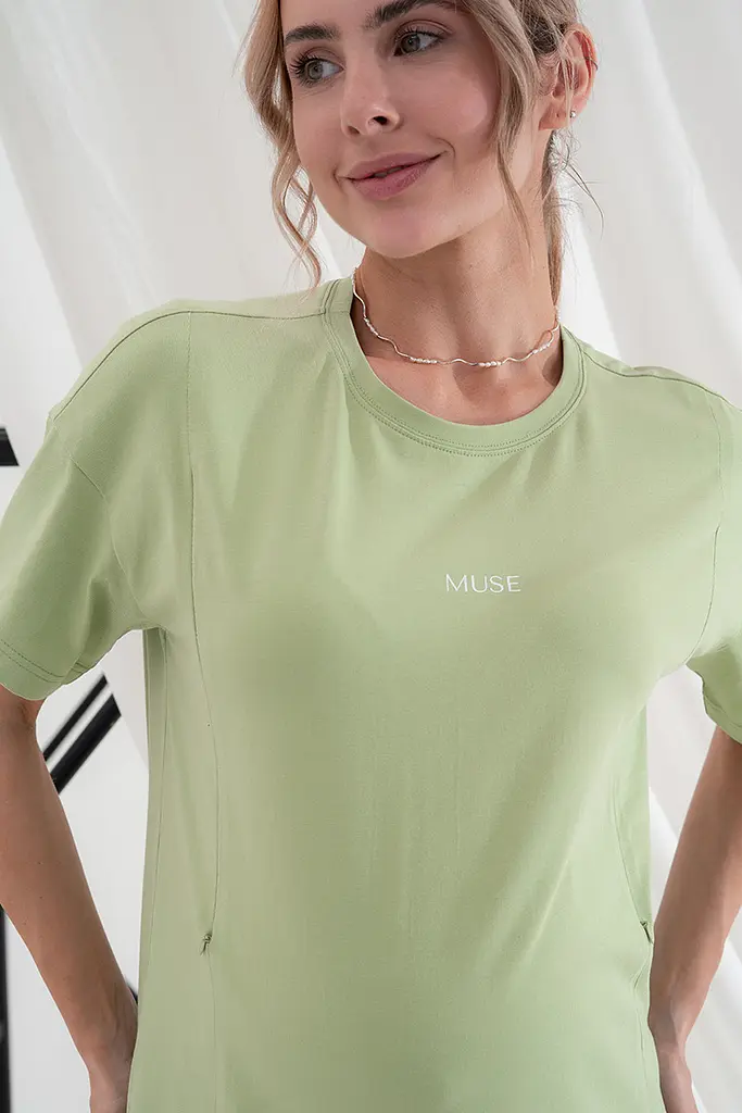 Футболка для вагітних і годуючих мам оверсайз із секретом годування Muse XL Юла Мама світло-зелений - фото 9