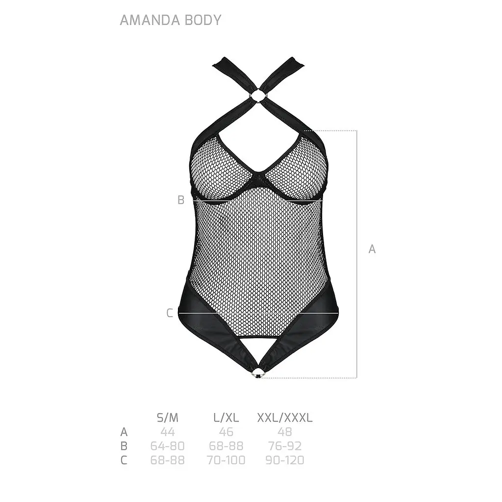 Сітчастий боді з халтером Passion Amanda Body S/M, black - фото 5
