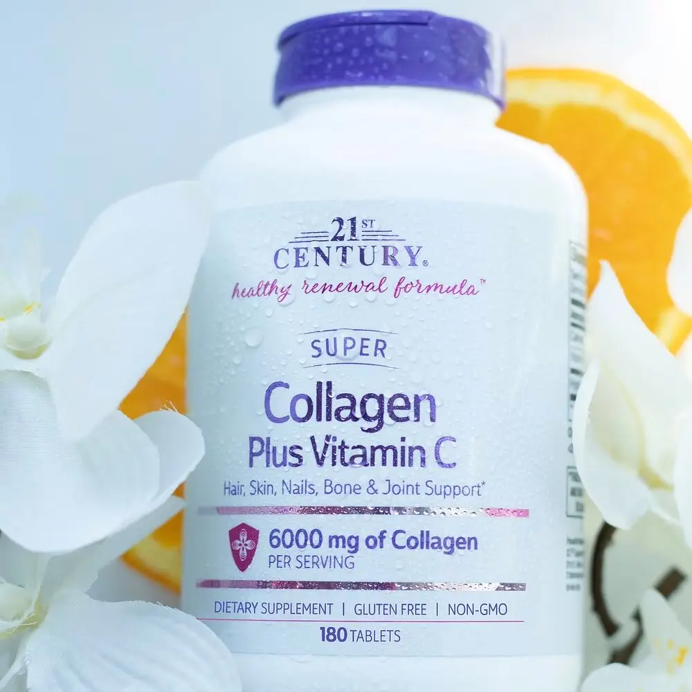 Препарат для суглобів і зв'язок 21st Century Super Collagen Plus Vitamin C 6000 mg, 180 таблеток - фото 3