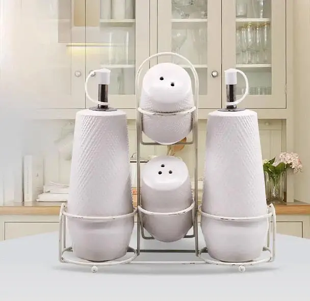 Керамічний набір для спецій та пляшечки для олії Maestro MR-20002-04S настільний набір баночок Білий - фото 2