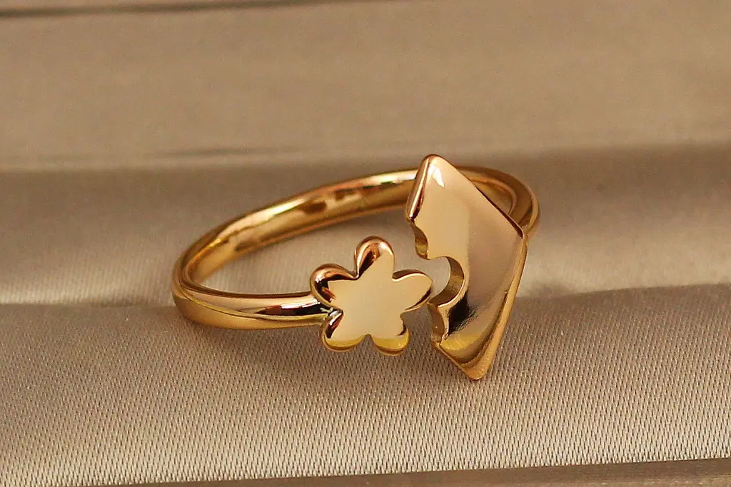 Кільце Xuping Jewelry Пазл розсувне 16 і більше золотисте - фото 2