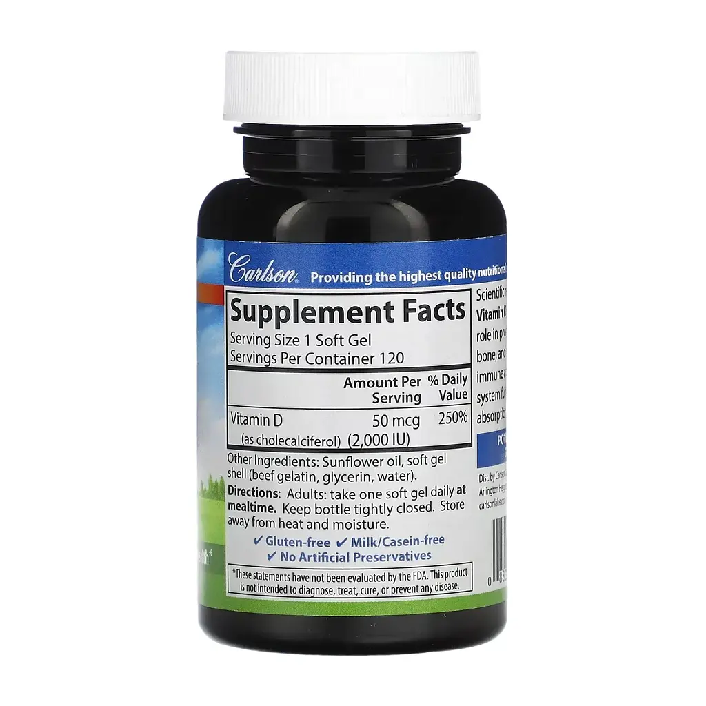 Вітаміни Carlson Laboratories Vitamin D 2000 IU 120 softgels (1086-2023-10-4558) - фото 2