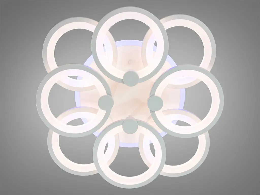 Белая люстра led кольца с димером и LED подсветкой, 150W - фото 2