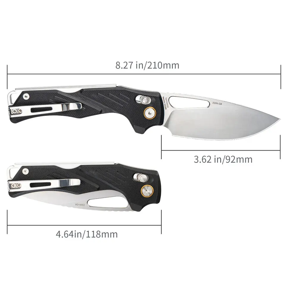 Ніж складаний туристичний SRM Mirage 239X-GB (9.2 см) 14C28N / G10 чорний - фото 7