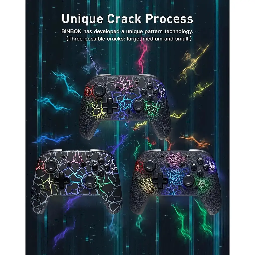 Бездротовий контролер Blnbok Switch Pro для Switch/Switch Lite/Switch OLED, 8 кольорів регульований - фото 3