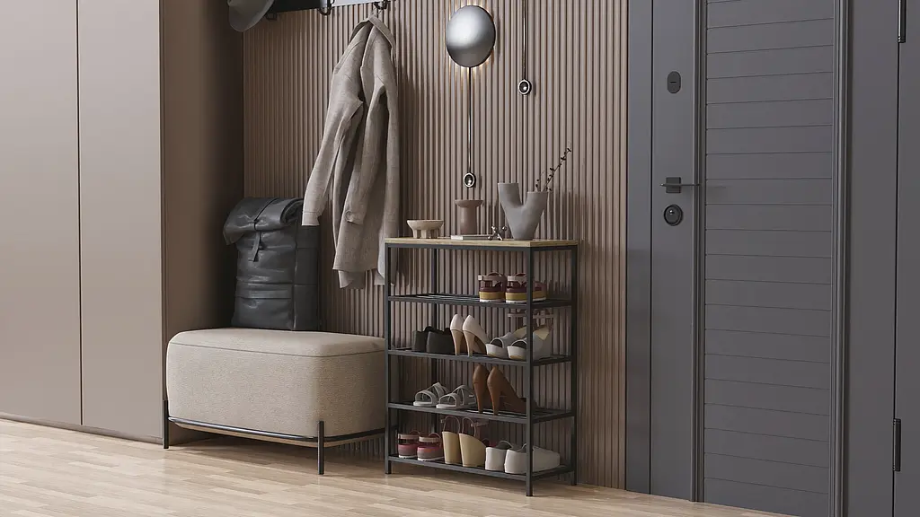 Полиця для взуття Слайм 4 Ferrum-decor 820x630x260 Чорний метал ДСП Дуб Сонома 16 мм (FRD-105162) - фото 5