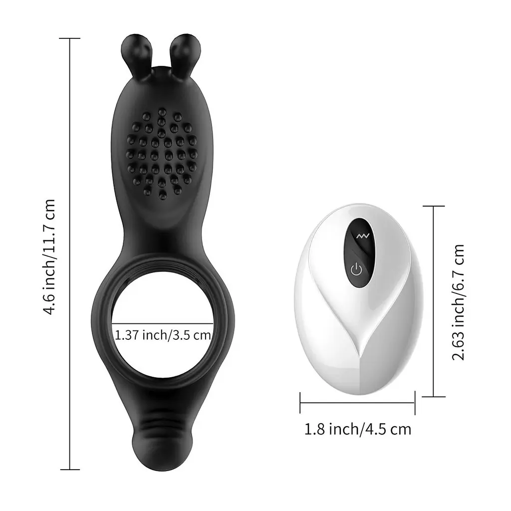 Ерекційне кільце B - Series Cute Rabbit Vibration, 11.7 см (чорний) - фото 6