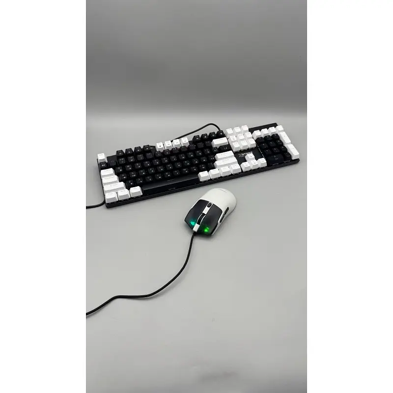 Комплект дротова клавіатура мембранна з підсвічуванням + мишка 3200 DPI RGB USB XSTRIKE X-1011 розкладка ENG/UA мишка та клавіатура набір ігровий миша з клавіатурою з підсвіткою для ПК та ноутбука Чорний з білим - фото 5