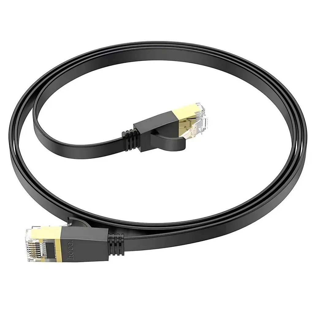 Патч-корд Hoco US07 flat Black 1 м (6931474780683)