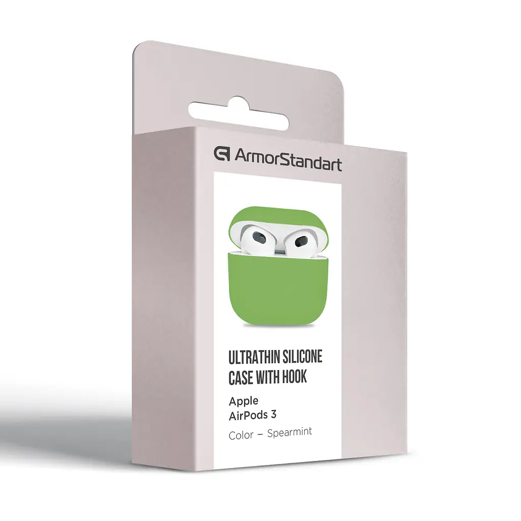 Силіконовий чохол для навушників Apple AirPods 3, Ultrathin Silicone Case, зелений, захисний чохол, ультратонкий і легкий, захист від подряпин і пилу, м"який силікон, ArmorStandart (ARM60305) - фото 3