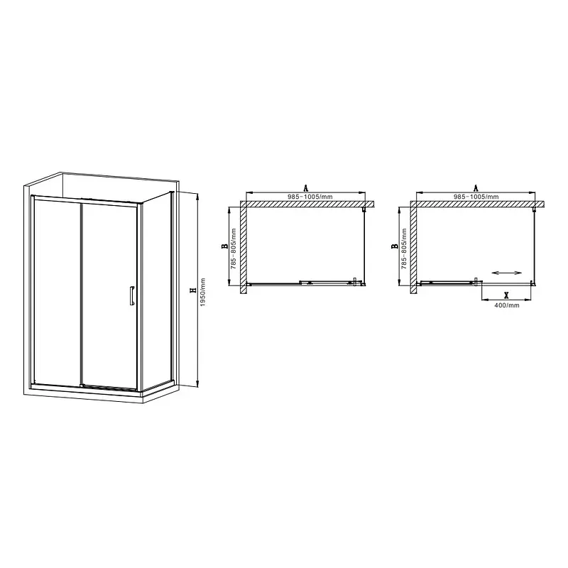 Душова кабіна без піддону Mixxus Premium Diverse SC03-100x80x195-TR хром прозоре скло 6 мм MI6865, Універсальна, прозорий, хром - фото 5