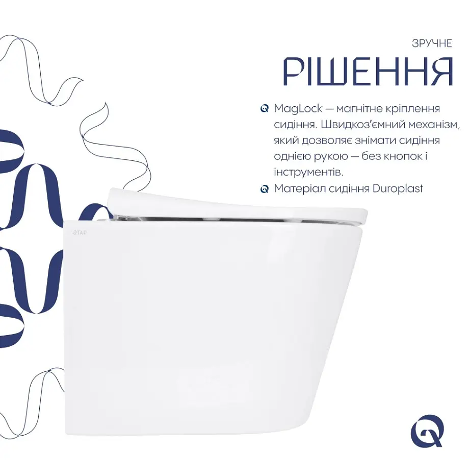 Унітаз підвісний Qtap Scorpio ML Ultra Quiet з сидінням Slim Duroplast/ Soft-close/ MagLock QTSCOML26W49624 - фото 3