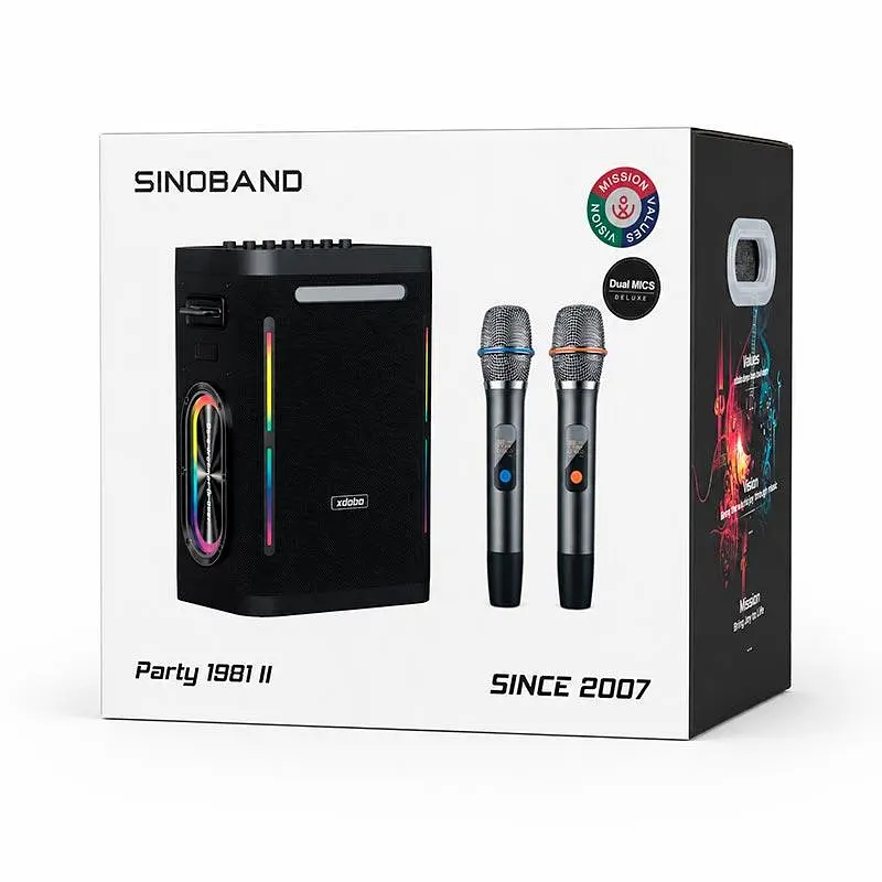 Акустика-караоке Xdobo Party 1981 II (with 2 MIC) BT5.3, 300W, AUX/TF/USB, 65W/5A input power, 20h - фото 2
