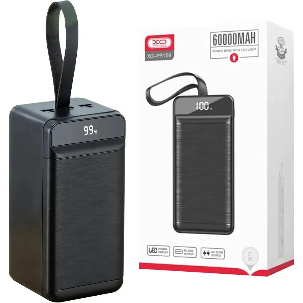 Зовнішній акумулятор XO PR159 60000mAh 22.5W Black [120555] - фото 2