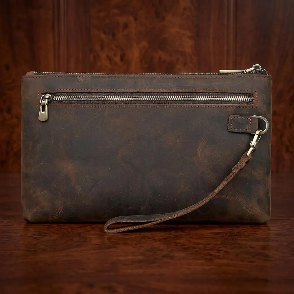 Барсетка чоловіча в шкурі Crazy horse 14954 Vintage коричневий - фото 11