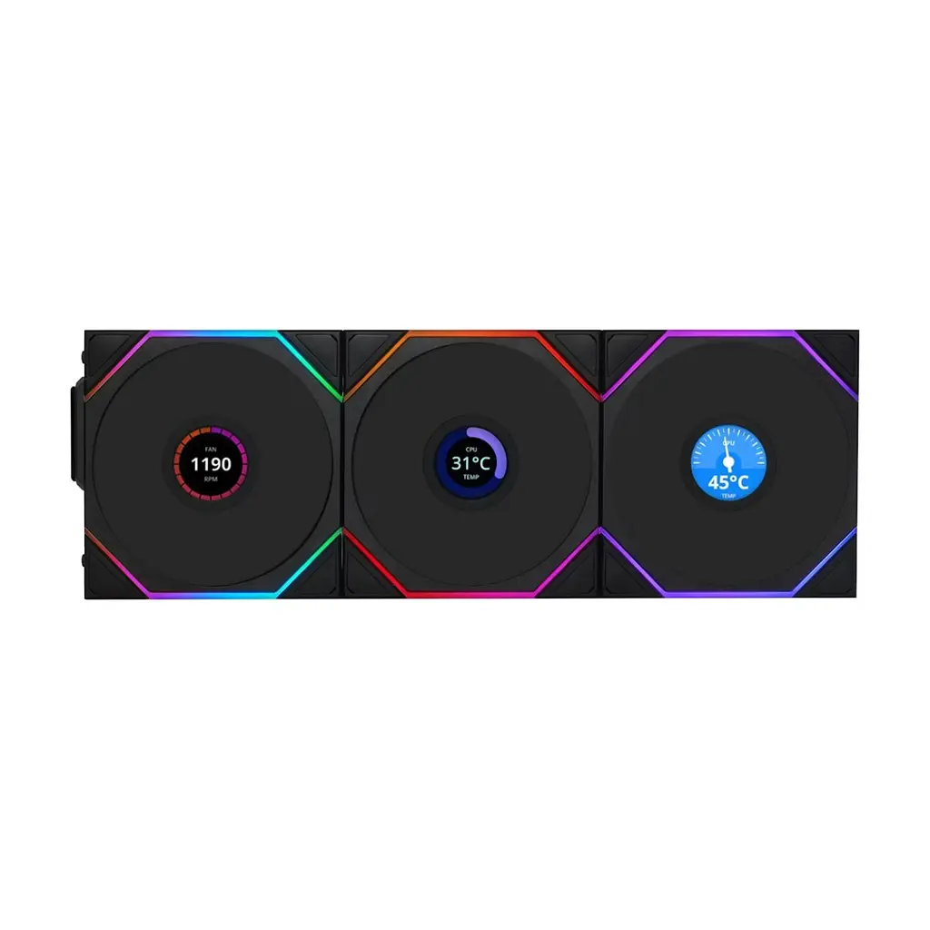 Кулер до корпусу Lian Li UNI Fan TL WIRELESS LCD 120-3, Black (G99.12TLLCD1W3B.00)