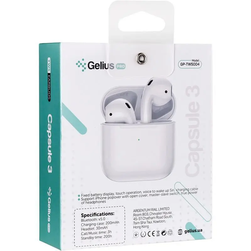 Бездротові аушники Gelius Pro Capsule 3 GP-TWS-004 White - фото 3