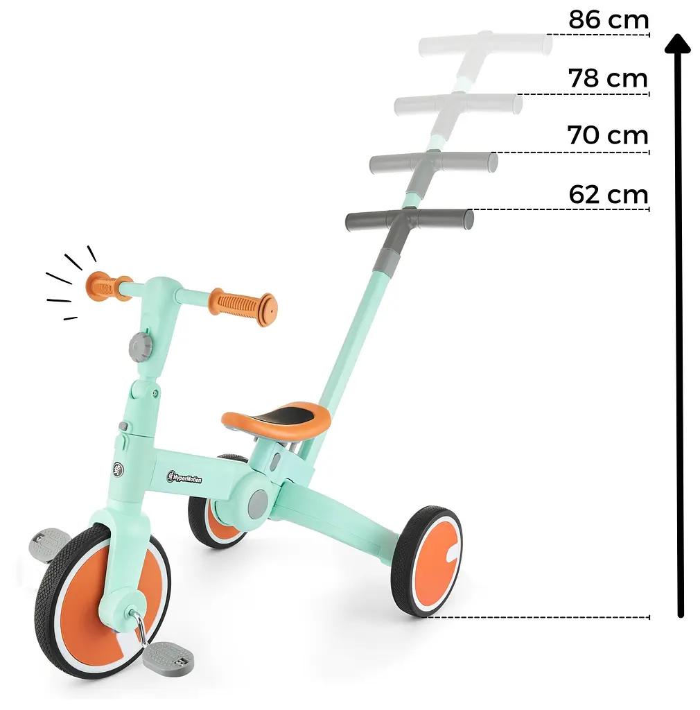 Дитячий триколісний велосипед HyperMotion Tobi Rocket з батьківською ручкою 17 см 20 см grey (TOBI ROCKET HYP GRAY) - фото 5