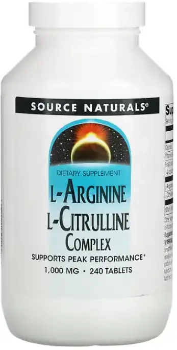 Аргінін цитрулін (амінокислоти) Source Naturals L-Arginine L-Citrulline 240 таб
