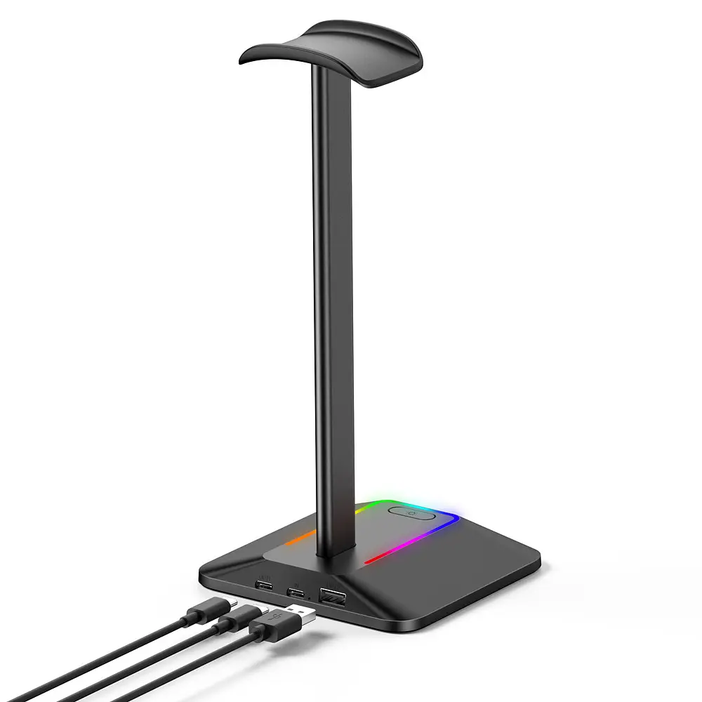 Підставка для навушників органайзер гарнітури з RGB-підсвічуванням та 2 портами USB New Bee NB-Z8 - фото 4