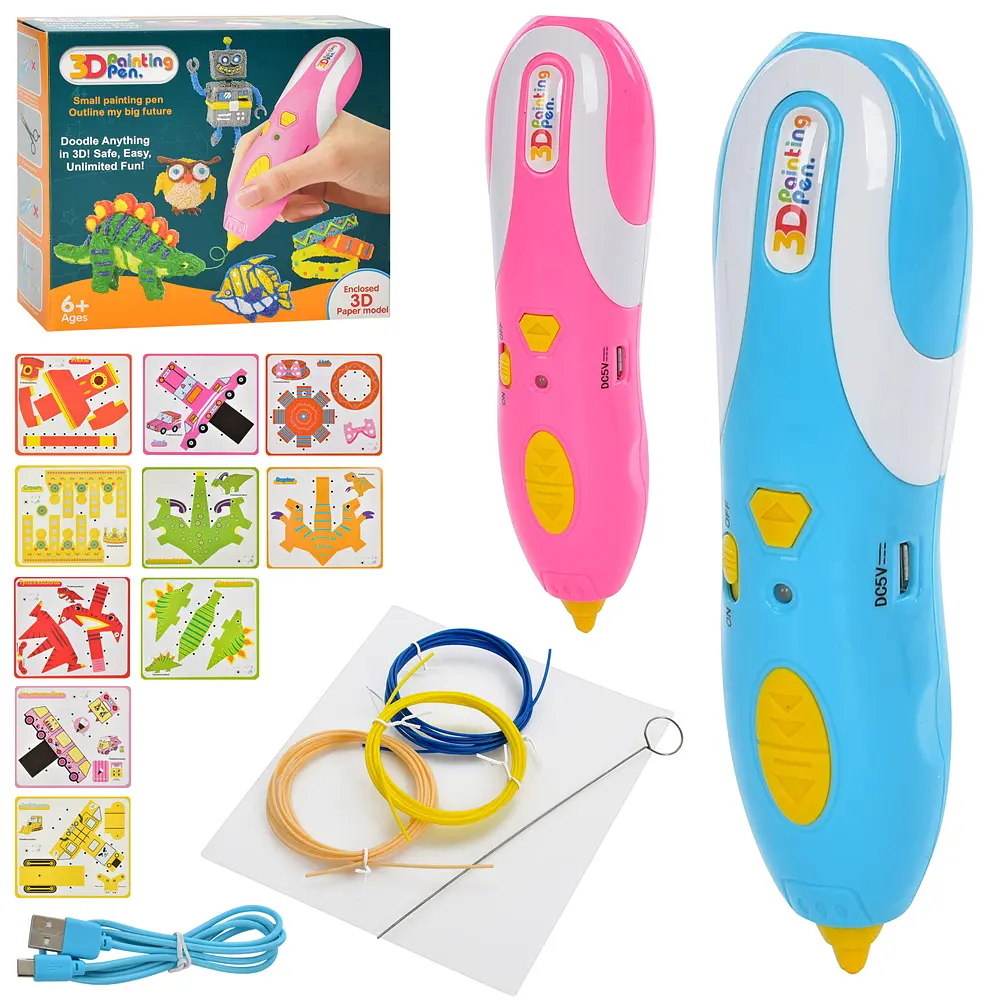 3D ручка, 15 см, тип филамента (пластик) PCL, USB шнур, карты (В ассортименте) - фото 2