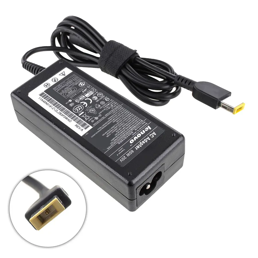 Блок живлення для ноутбука Lenovo 20V, 3.25A, 65W, USB+pin (Square 5 Pin DC Plug), black (без кабеля!) - фото 2
