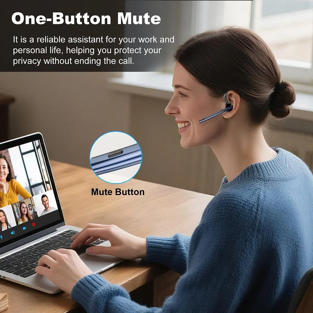 Професійна Bluetooth-гарнітура New Bee M54 чорний - фото 8