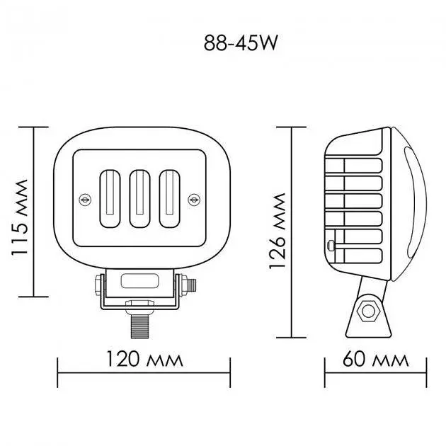 Фари додаткові LED 45W (15W x 3) 10-30V 120x100x60 mm / Ближній (Крилення знизу) 88BC Синій обід (4 219) - фото 4