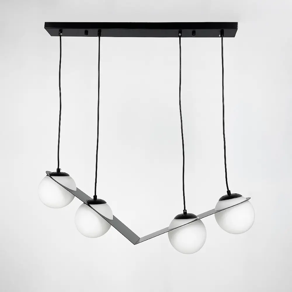 Подвесная люстра в сферических мотивах с 4 плафонами | Ст. 921/4 BK+WT | Line F - фото 7