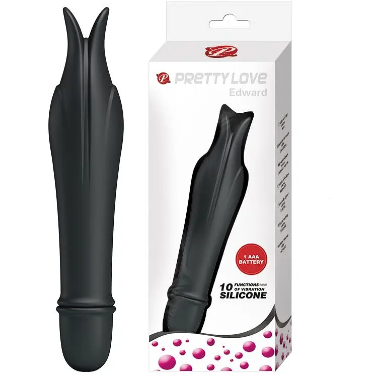 Вібратор Pretty Love Edward Black Елегантний із роздвоєним носиком, 14.5х2.9 см чорний - фото 4